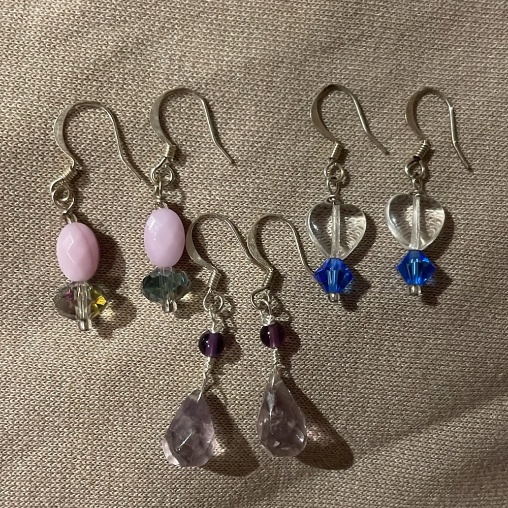 Pink, purple, and blue earring set!